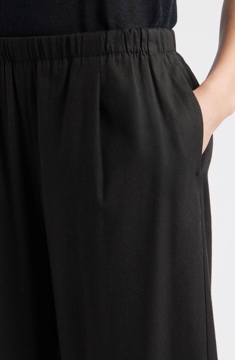 Nordstrom Linen Blend Crop Slim Wide Pants, Alternate, color, Black