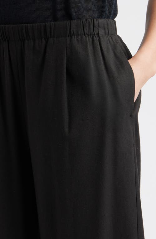 Nordstrom Linen Blend Crop Slim Wide Pants In Black