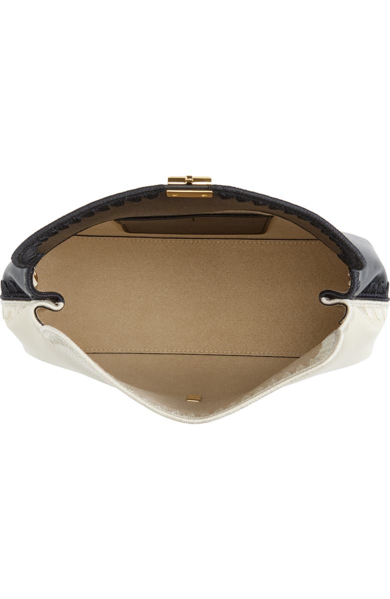 TOTEME T-Lock Embroidered Leather Clutch, Alternate, color, Black/ Milk