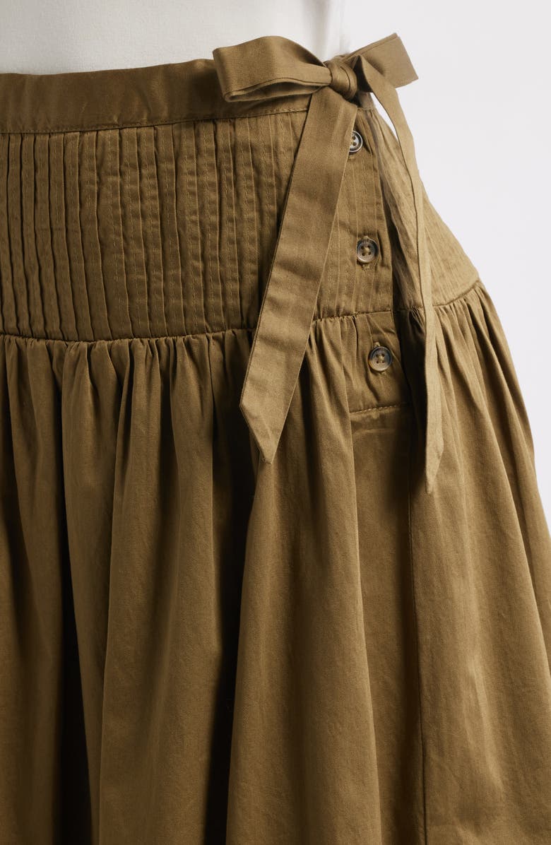 Damson Madder Josie Drop Waist Organic Cotton Midi Skirt, Alternate, color, Olive