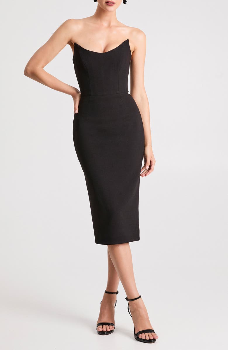 HELSI Celia Strapless Cocktail Sheath Dress, Main, color, Black