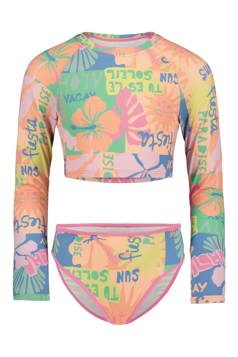 Kids' Sun Scape Two-Piece Rashguard Swimsuit, Main, color, FUCHSIA PINK