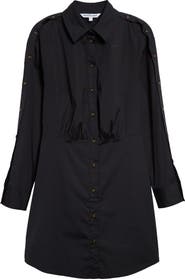 Veronica Beard Rae Button Long Sleeve Mini Shirtdress