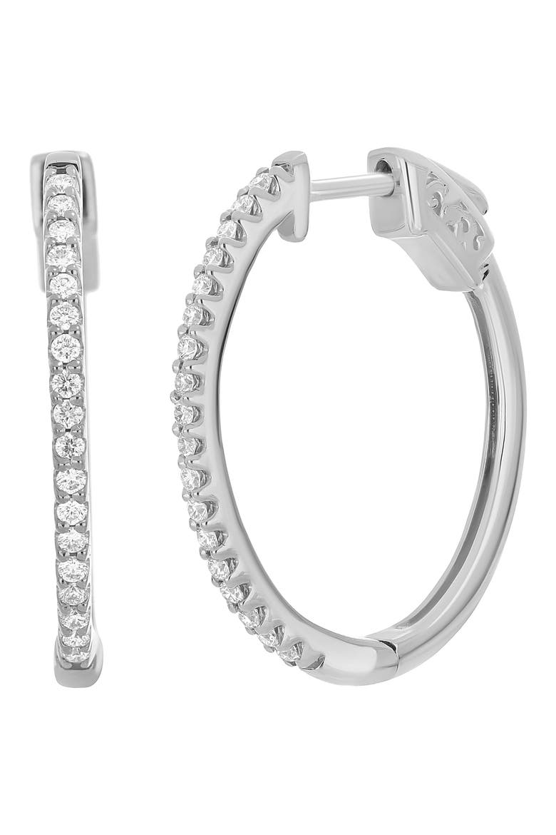 Diamond Oval Hoop Earrings - 0.27ct., Main, color, 14K WHITE GOLD