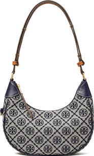 Tory Burch T-Monogram Jacquard Crescent Shoulder Bag