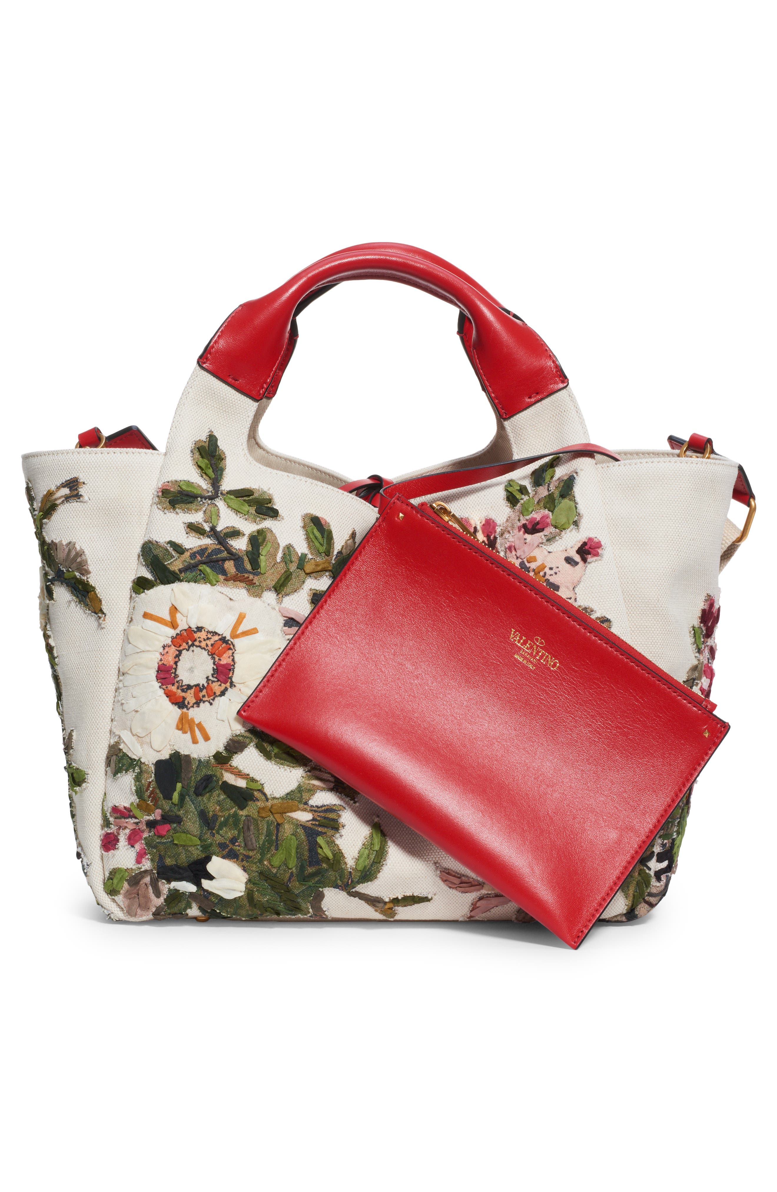 Valentino Garavani Medium Atelier Embroidered Canvas Tote, Alternate, color, 