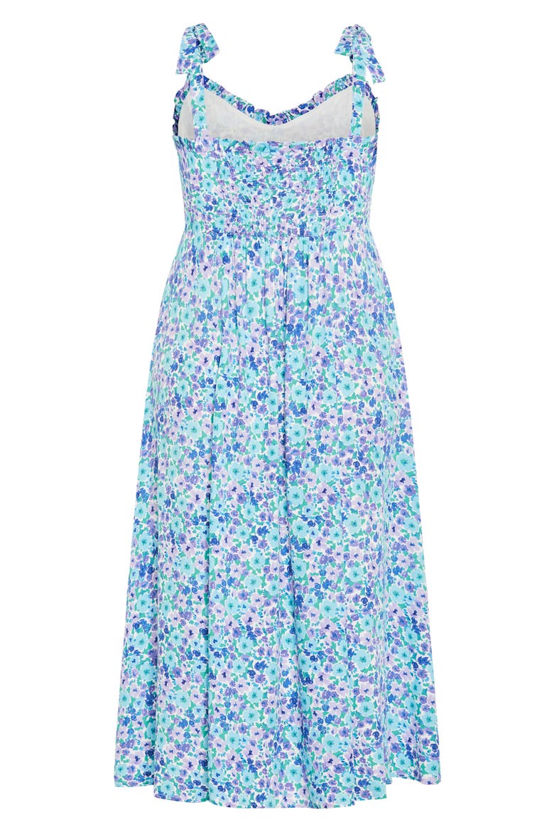 Tamara Floral Tie Strap Midi Sundress, Alternate, color, BLUE DITSY FLORAL