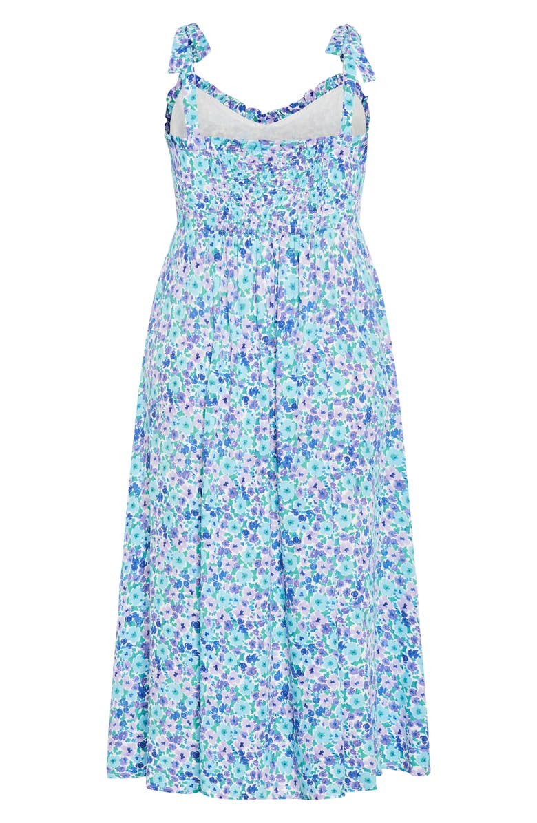 City Chic Tamara Floral Tie Strap Midi Sundress, Alternate, color, Blue Ditsy Floral
