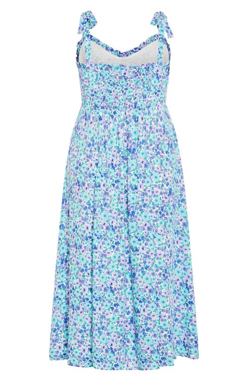 City Chic Tamara Floral Tie Strap Midi Sundress In Blue