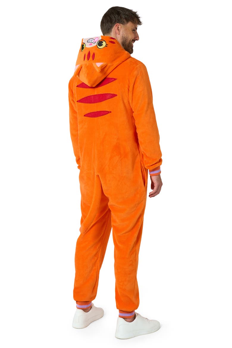 Cat Hooded Fleece Costume Jumpsuit, Alternate, color, ORANGE