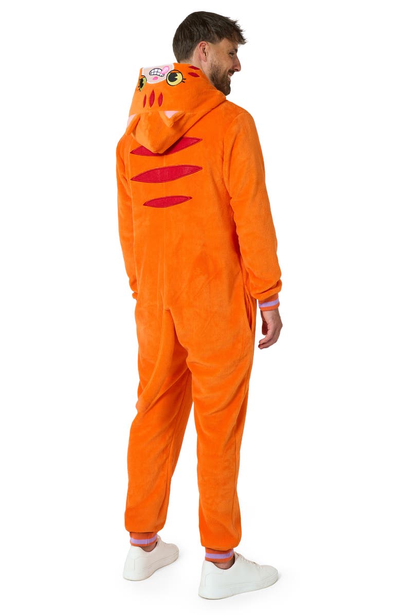 OppoSuits Cat Hooded Fleece Costume Jumpsuit, Alternate, color, Orange