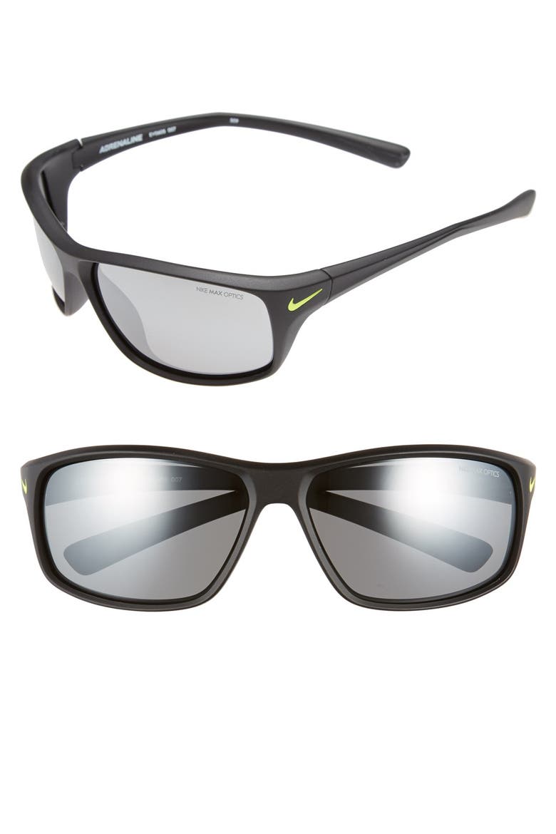 'Adrenaline' 64mm Sunglasses, Main, color, MATTE BLACK
