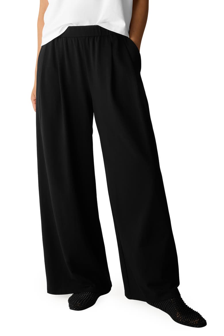 Stretch Organic Cotton Wide Leg Pants, Main, color, BLACK