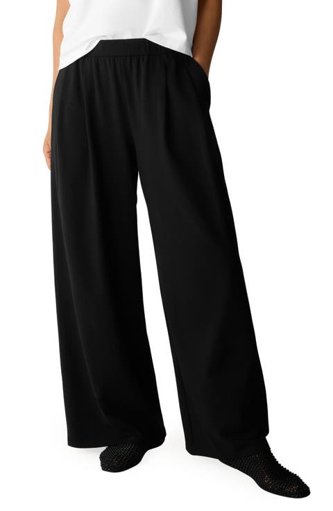 Stretch Organic Cotton Wide Leg Pants