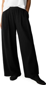 Eileen Fisher Stretch Organic Cotton Wide Leg Pants