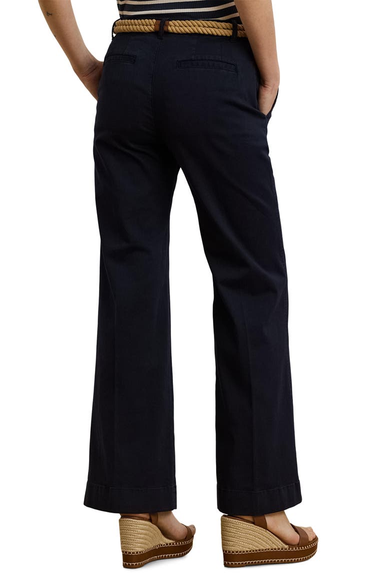 Stretch Cotton Flare Leg Chinos, Alternate, color, LAUREN NAV