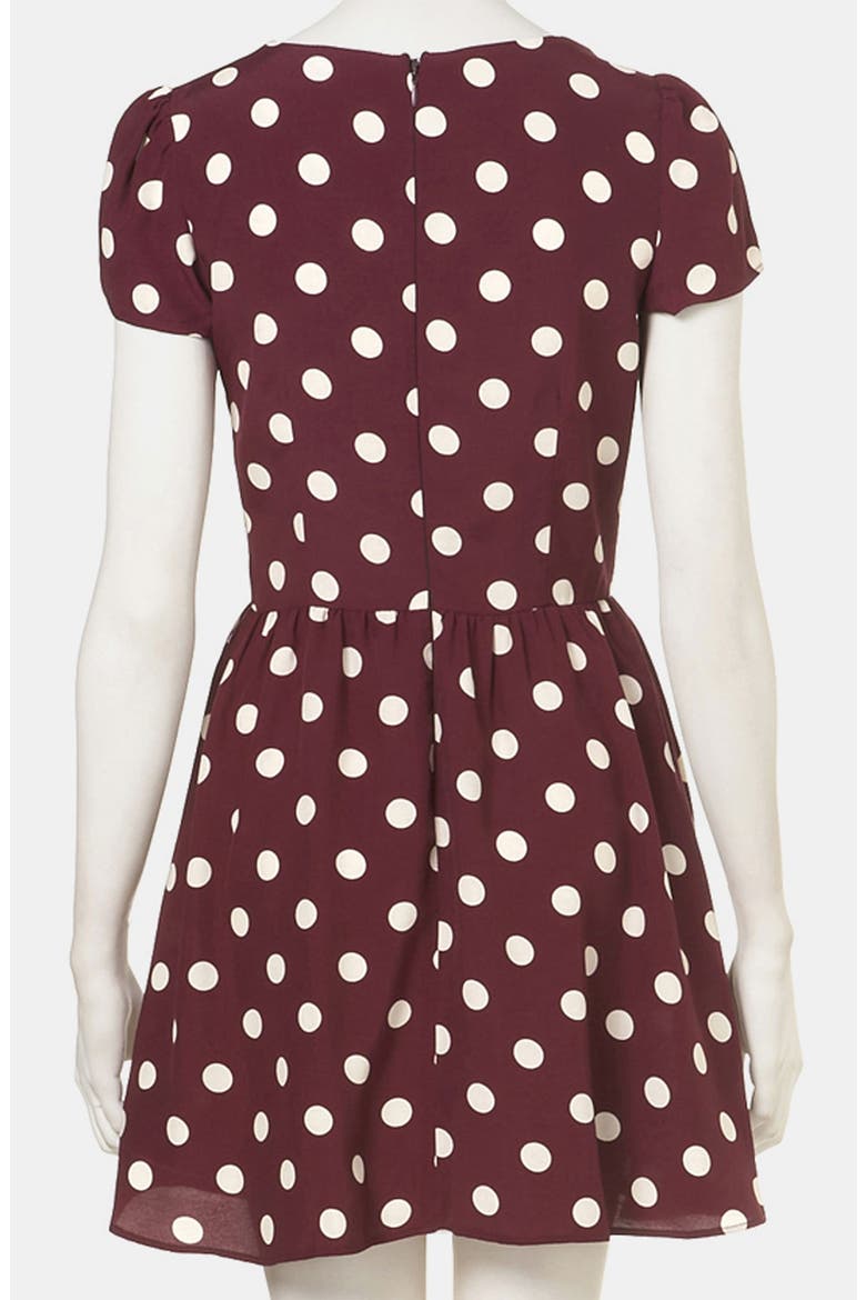 Polka Dot Skater Dress, Alternate, color, BURGUNDY