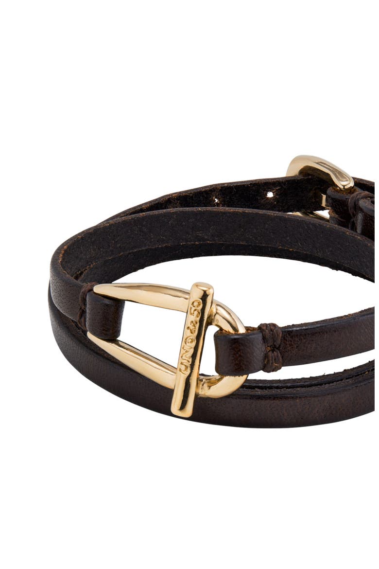 Leather Link Bracelet, Alternate, color, Gold