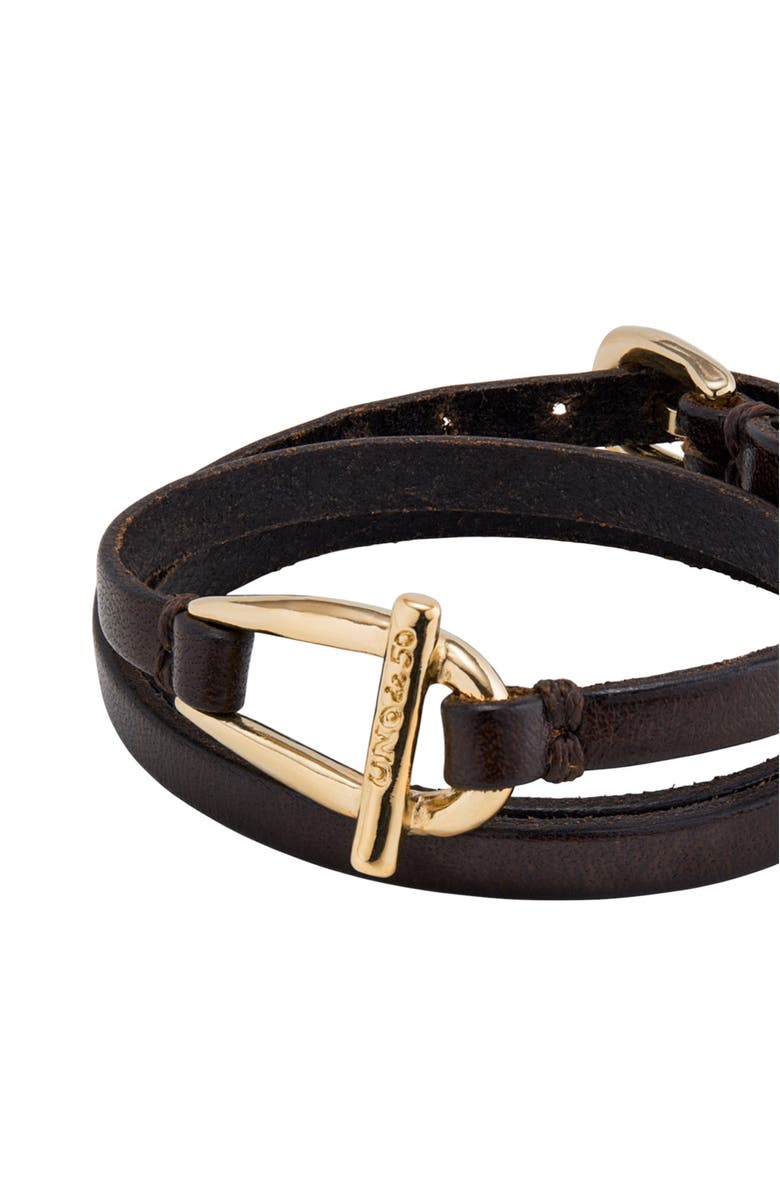 UNODE50 Leather Link Bracelet, Alternate, color, Gold