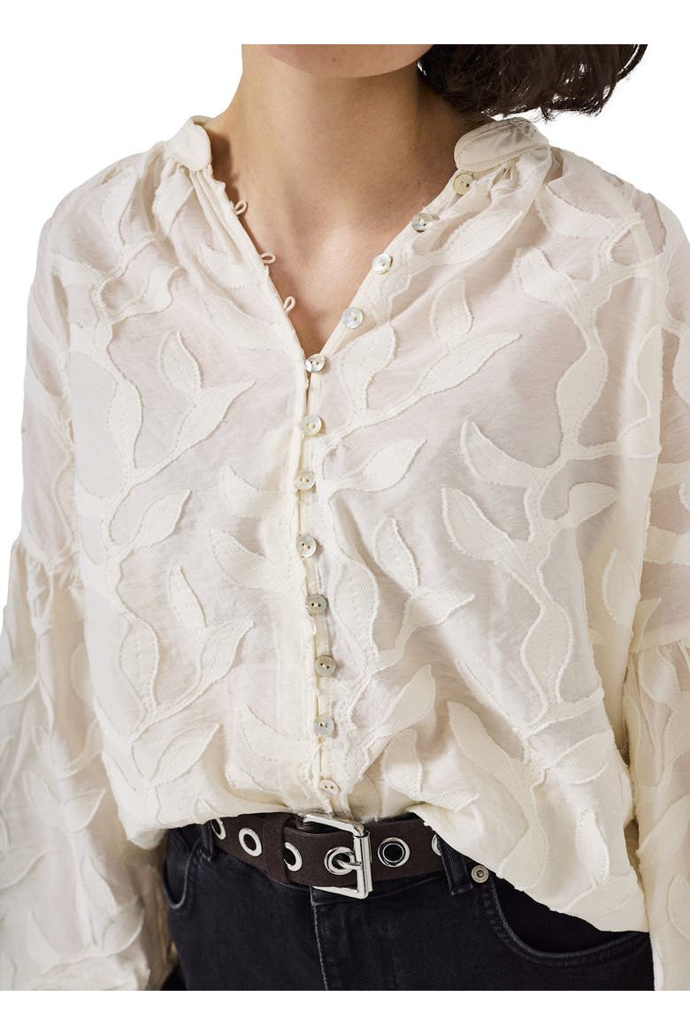 Floral Jacquard Blouse, Alternate, color, Cream