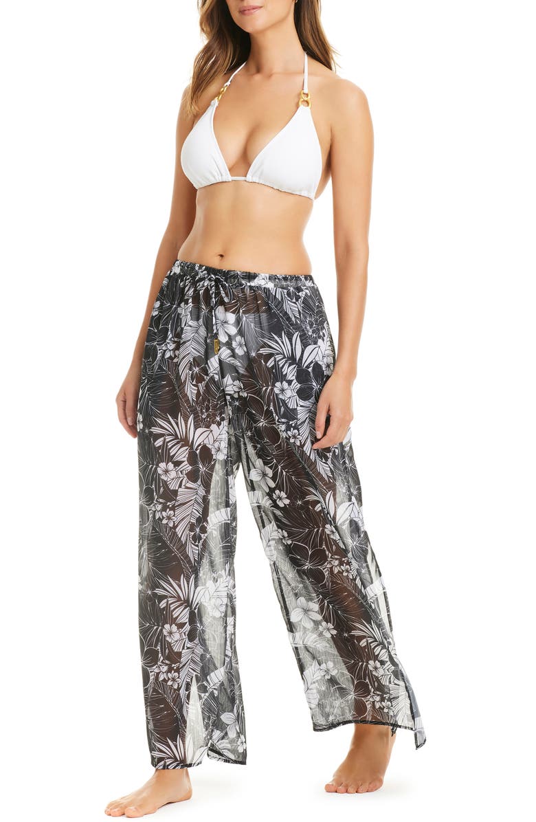 BLEU by Rod Beattie Slit Cover-Up Pants, Alternate, color, Black