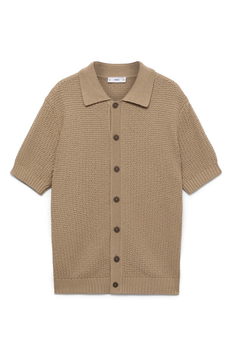 MANGO Textured Cotton Blend Button-Up Shirt, Alternate, color, 