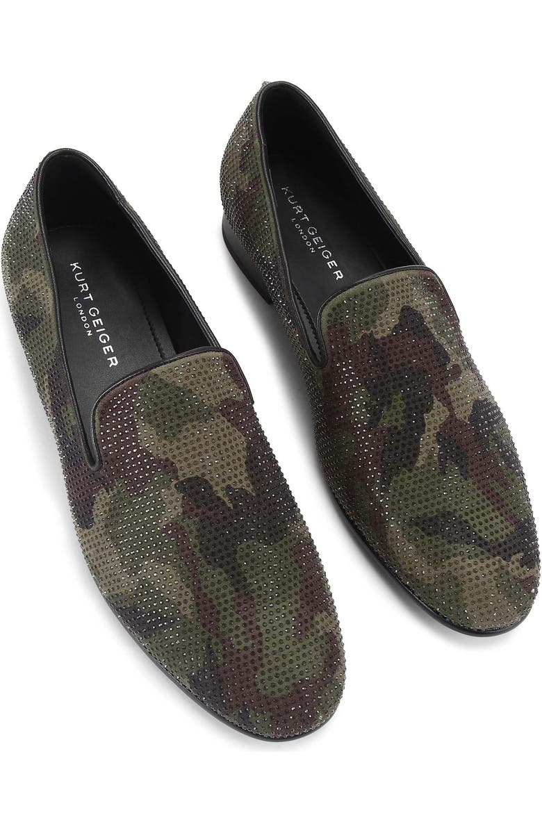 Kurt Geiger London Ace Camo Embellished Slip-On Shoe, Alternate, color, Dark Green
