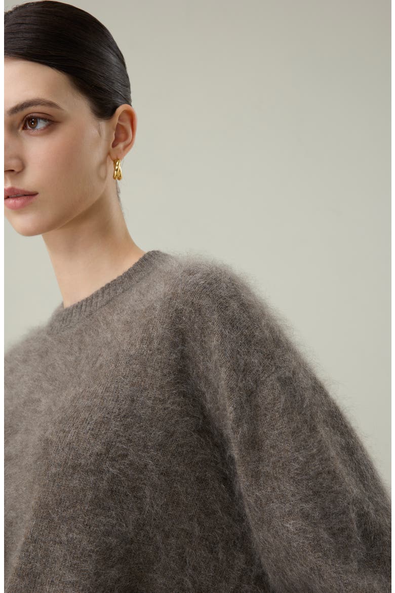 Brushed Two-Tone Seamless Cashmere Sweater, Alternate, color, Truffle