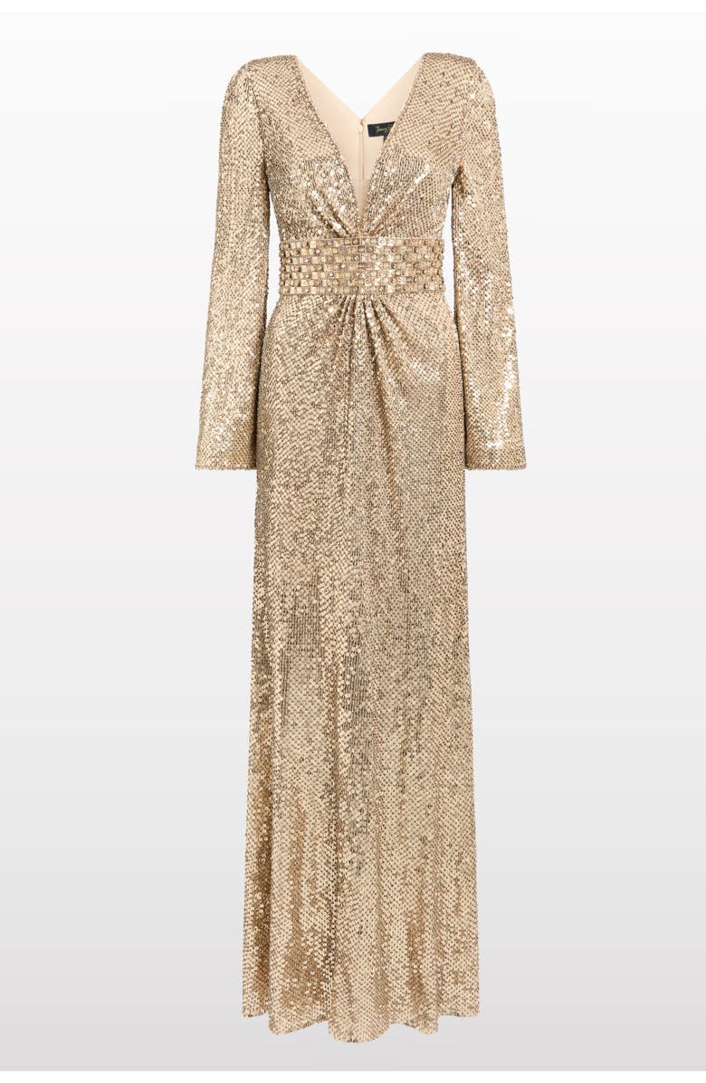 Jenny Packham June Sequin Embellished Maxi Dress, Main, color, Illusion
