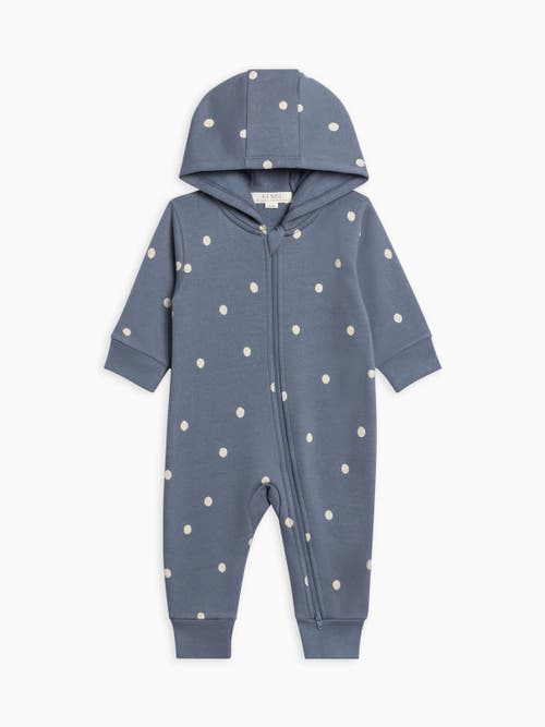 Kendi Kids' Greer Fleece Hooded Zipper Romper In Blue