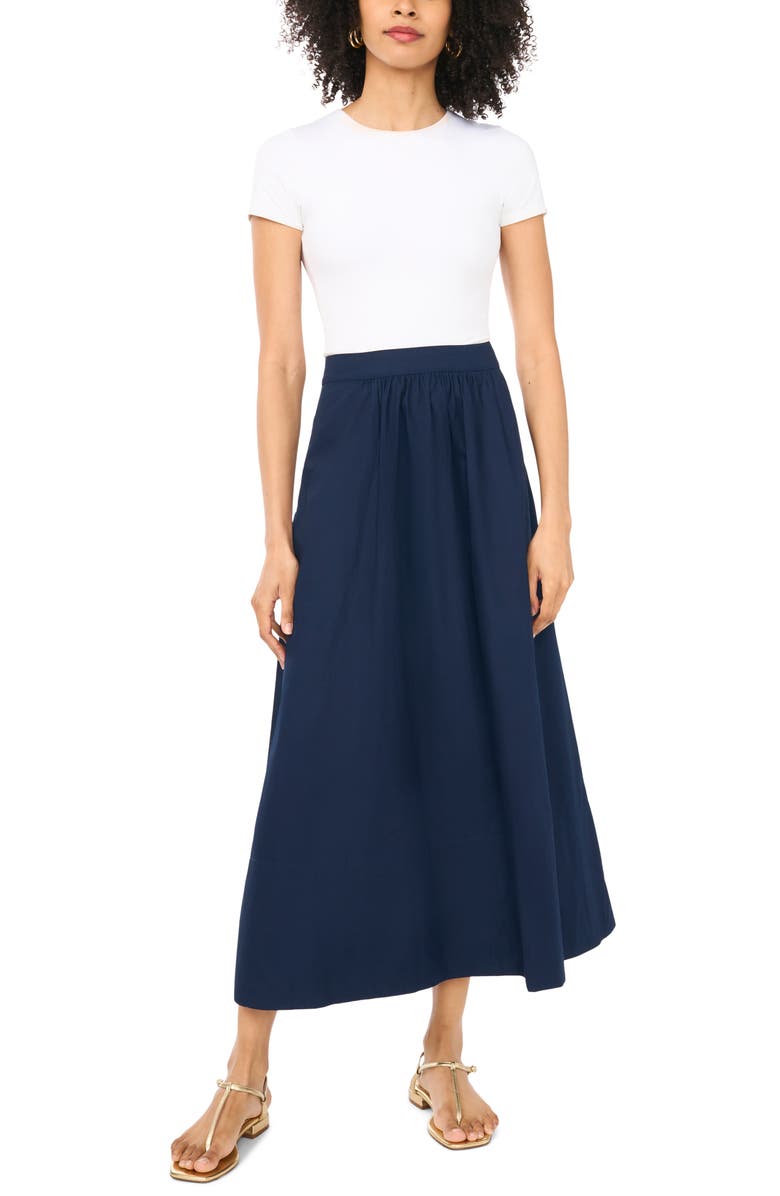 Vince Camuto Poplin Maxi Skirt, Alternate, color, Classic Navy