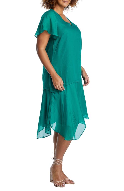 ESTELLE ESTELLE SHADOW LINEN BLEND MIDI DRESS 