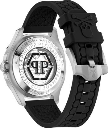 Skeleton Spectre Silicone Strap Watch, 42mm