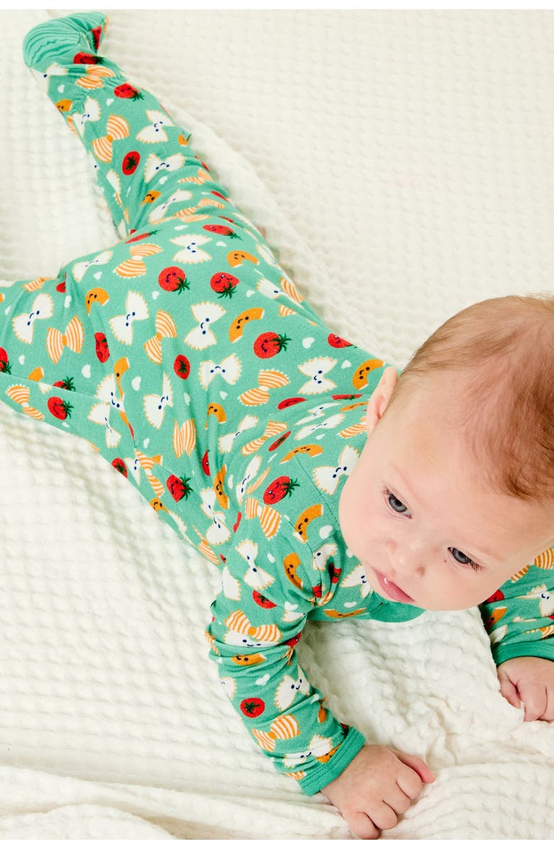 Clover Baby & Kids Soft & Stretchy Zipper Footie - Pasta Night, Alternate, color, Pasta Night