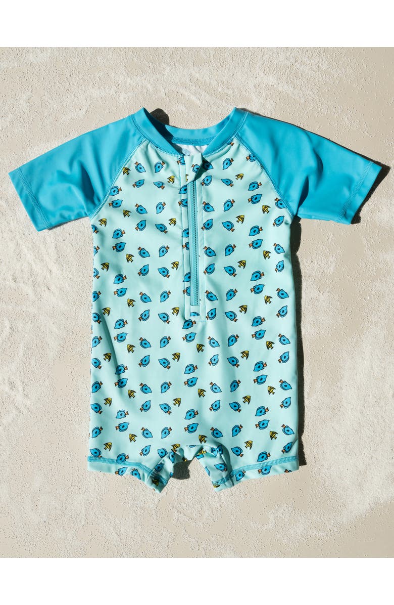 Leveret Baby One-Piece Rashguard, UPF 50+ Sun Protection Swimwear, Alternate, color, Fish