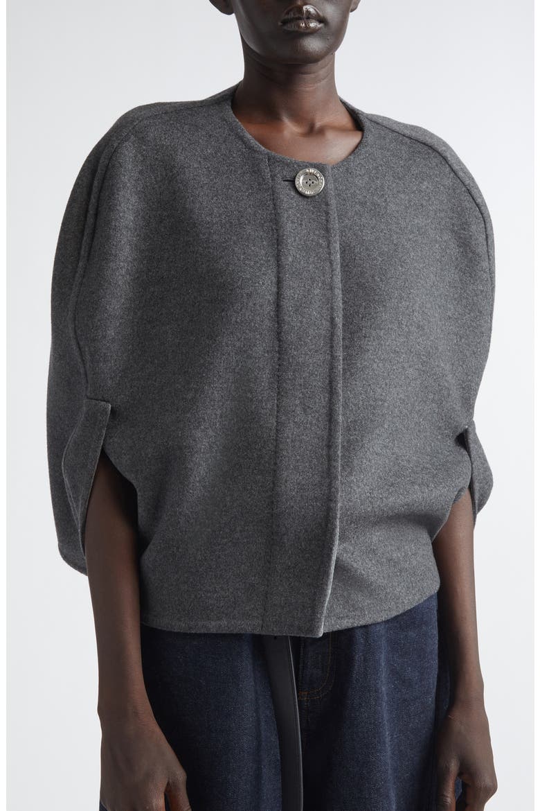 Crop Wool & Cashmere Cape, Alternate, color, DARK GREY/ GREY