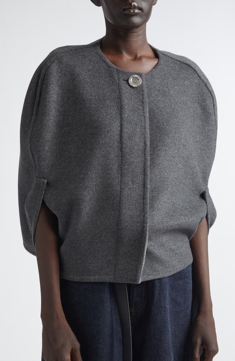 Givenchy Crop Wool & Cashmere Cape, Alternate, color, Dark Grey/ Grey