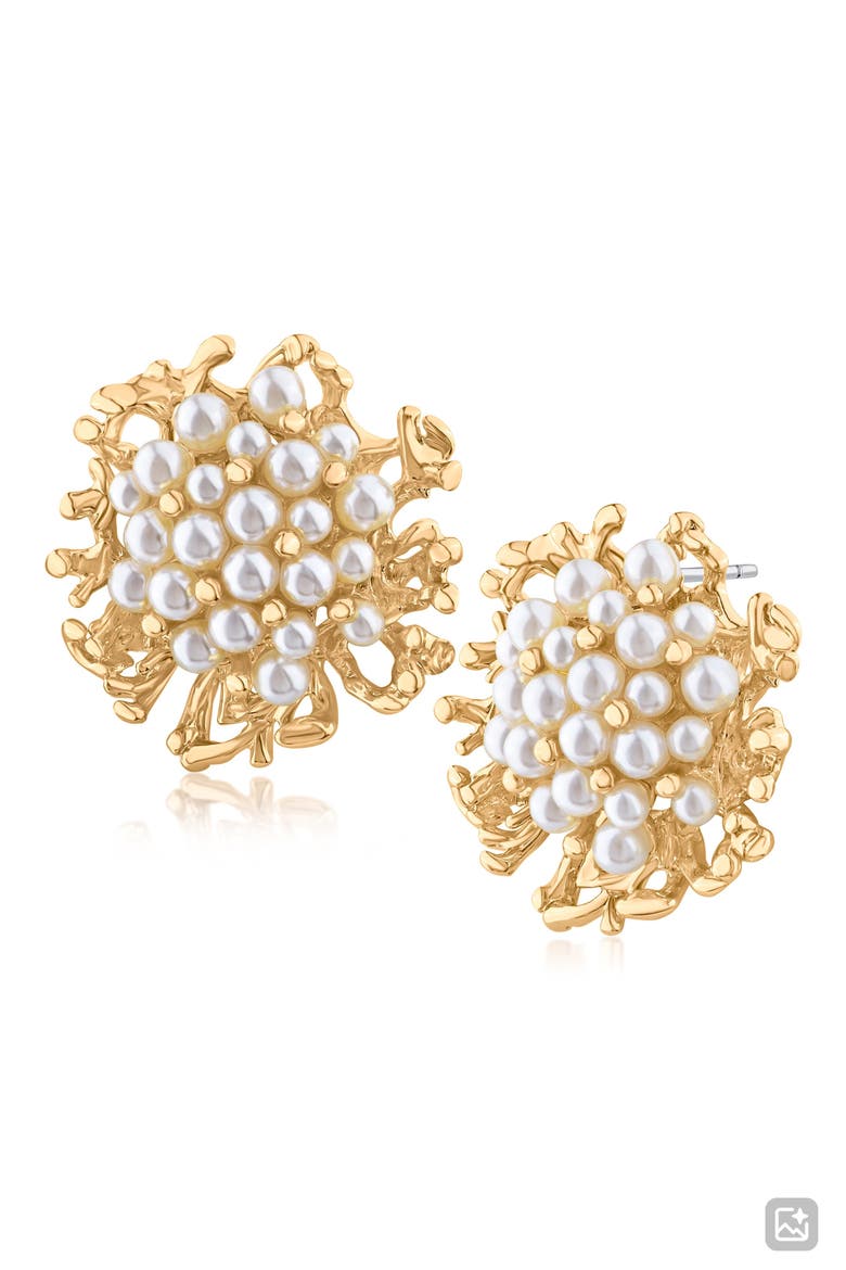 Faux Pearl Coral Cluster Stud Earrings (Nordstrom Exclusive), Main, color, WHITE/ GOLD