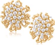 JARDIN Faux Pearl Coral Cluster Stud Earrings