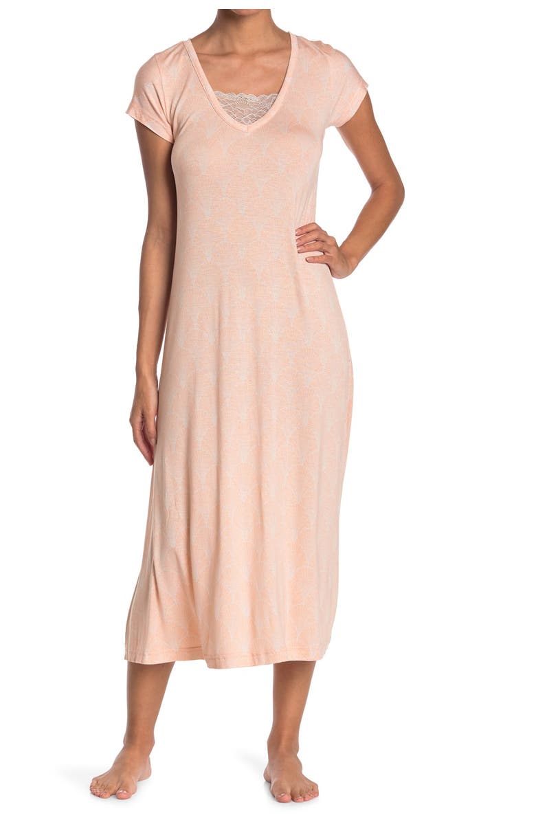 KATHY IRELAND Lace Trimmed Nightgown, Main, color,