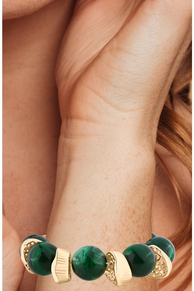 Acrylic Beaded Stretch Bracelet (Nordstrom Exclusive), Alternate, color, GREEN/ GOLD