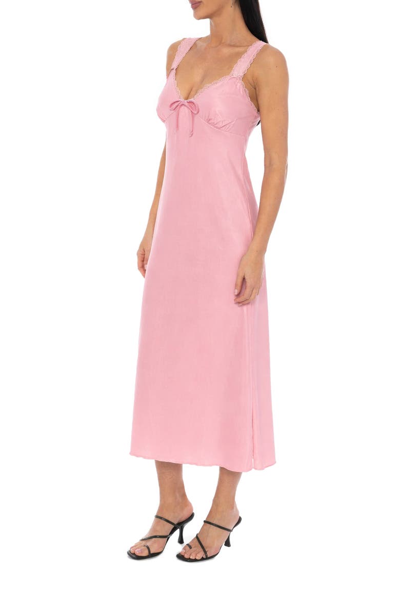 Lace Trim Crushed Satin Slipdress, Alternate, color, ROSE