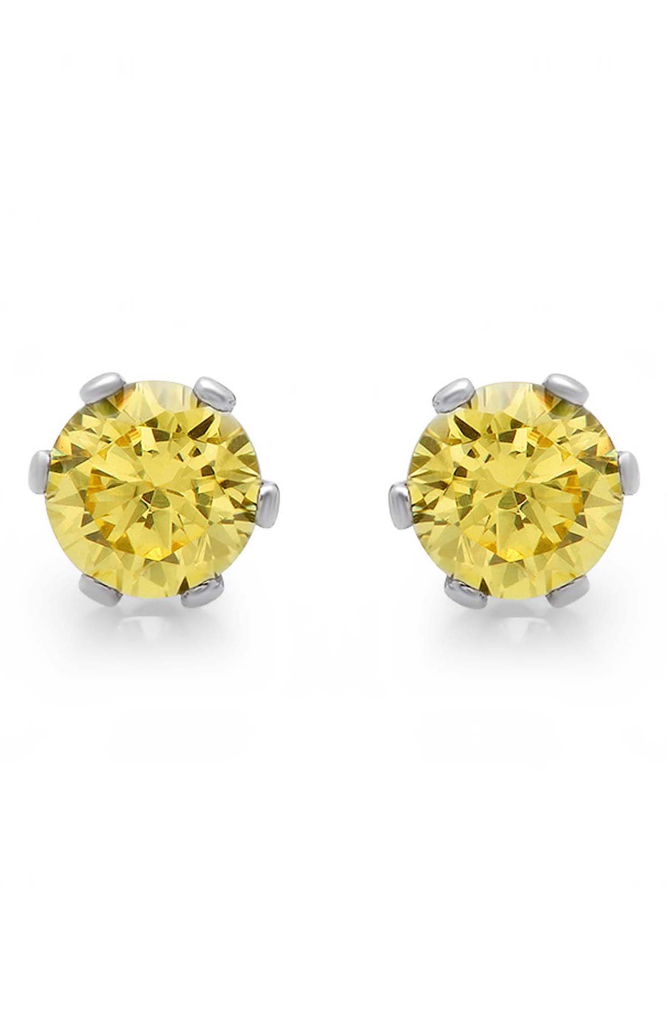 Simulated Canary Yellow Diamond Stud Earrings