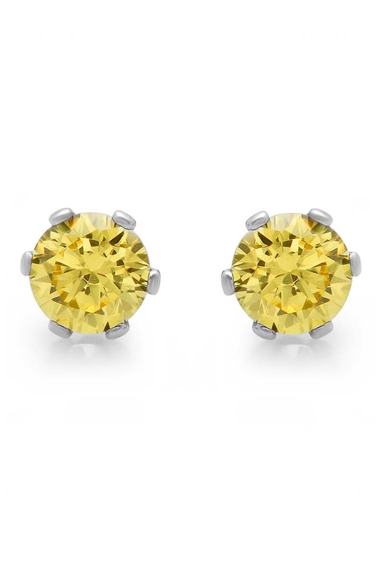 Simulated Canary Yellow Diamond Stud Earrings, Main, color, SILVER