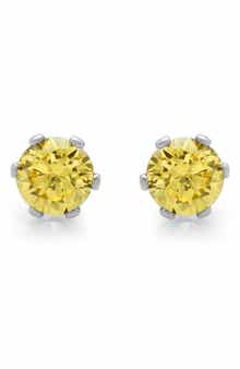 Simulated Canary Yellow Diamond Stud Earrings