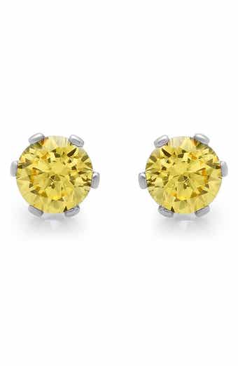 Simulated Canary Yellow Diamond Stud Earrings