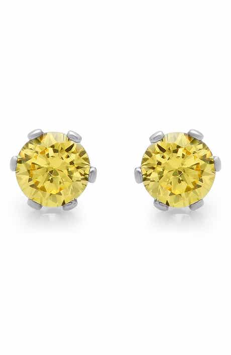 Simulated Canary Yellow Diamond Stud Earrings