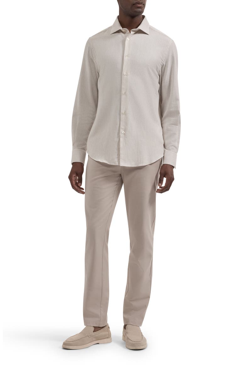 Axel Shaped Fit Striped Cotton Shirt, Alternate, color, SAND