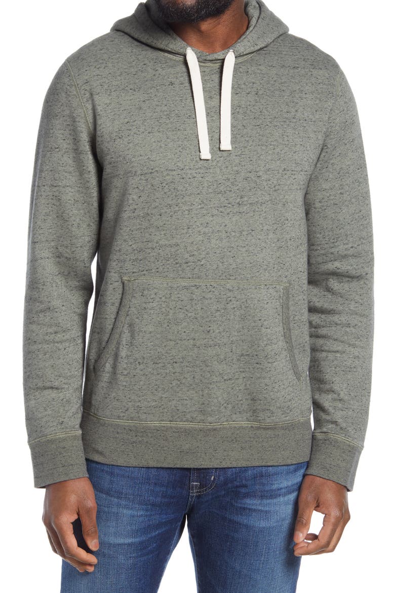 Marled Cotton Blend Pullover Hoodie, Main, color, OLIVE GROVE HEATHER