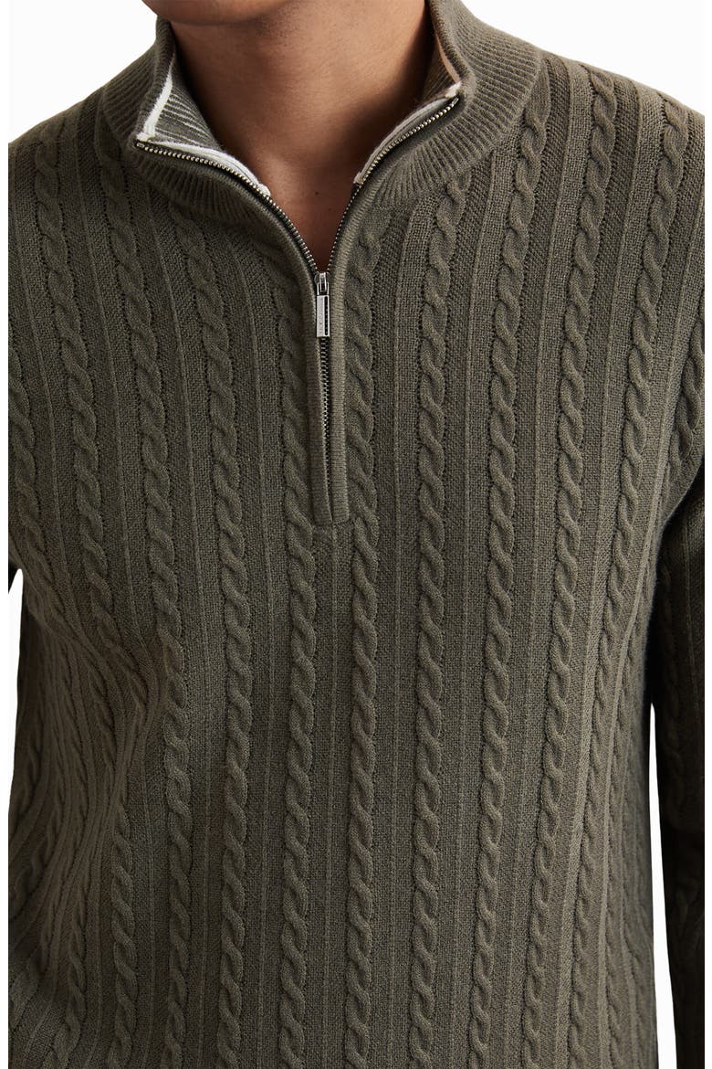 Tuscano Cable Quarter Zip Sweater, Alternate, color, KHAKI GREEN